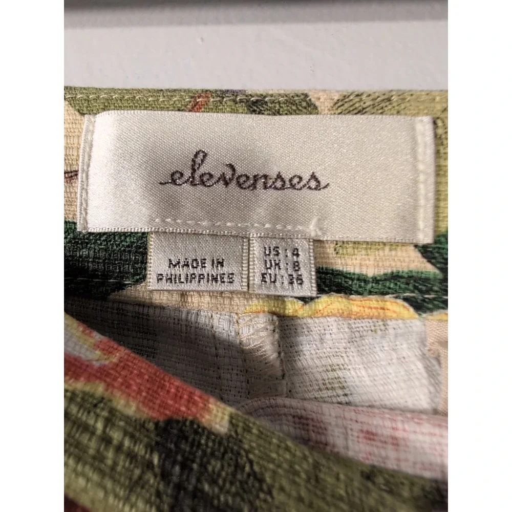 Anthropologie Elevenses Shorts Floral Bloom Side‎ Zip Pockets Size 4